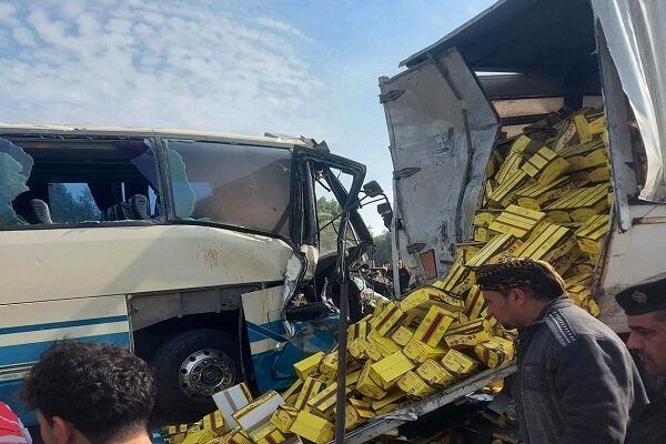 تصادف اتوبوس حامل زائران ایرانی در نجف خوشبختانه فوتی نداشت.
